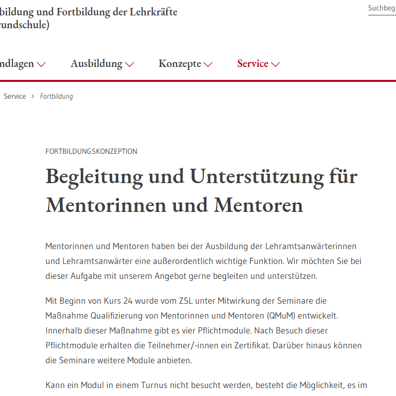 Fortbildungen für Mentor/-innen